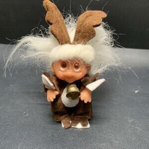 Vintage Troll Norfin Reindeer Costume Doll Signed Dan 1985 3.5” Solid Body